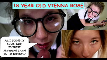 "Am I doing it good, sir? Is there anything I can do to improve?" 18 year old Vienna rose talks dirty and sucks dirty old Man Joe Jon's cock